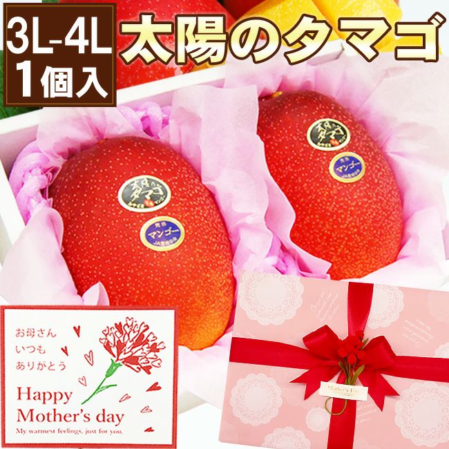母の日ラッピング付き 宮崎産マンゴー「太陽のタマゴ」(特大3L～4Lサイズ)2個セット
