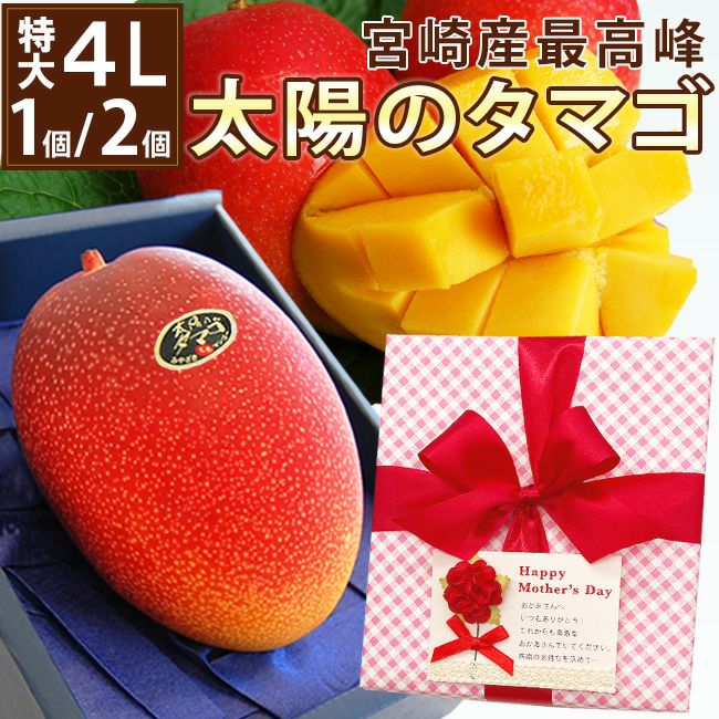 母の日ラッピング付き 宮崎産マンゴー「太陽のタマゴ」(特大3L～4Lサイズ)2個セット